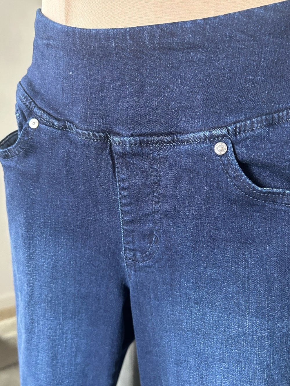 BELLE BY KIM GRAVEL Tripleluxe Pull On Ankle Fray Cuff Denim Blue Jean 6P NWOT - Picture 5 of 8